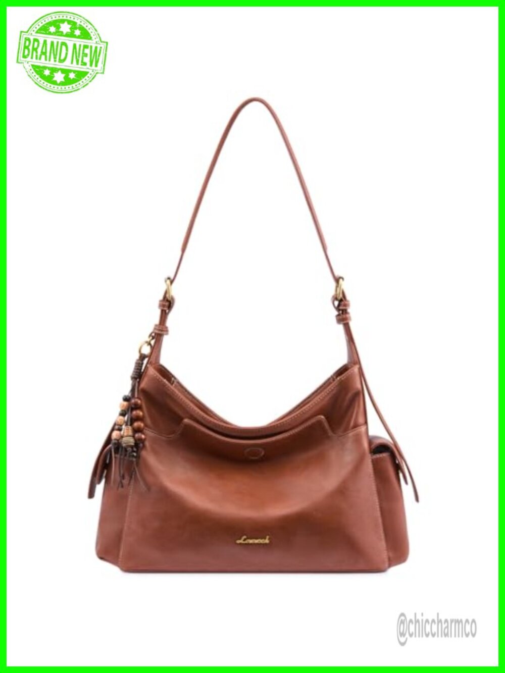Soft Faux Leather Hobo Crossbody Purse with Tassel Charm Adjustable Strap